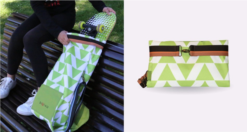 Green foldable bag for scooter/skate/yoga mat